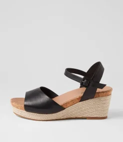 Women SUPERSOFT Comfort|Espadrilles-Cousin Black Leather Sandals