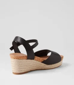 Women SUPERSOFT Comfort|Espadrilles-Cousin Black Leather Sandals