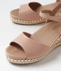 Women SUPERSOFT Comfort|Wedges-Cousin Dark Nude Jewelled Rope Leather Sandals
