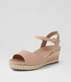 Women SUPERSOFT Comfort|Wedges-Cousin Dark Nude Jewelled Rope Leather Sandals