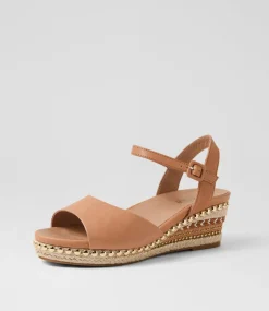 Women SUPERSOFT Comfort|Wedges-Cousin Dark Tan Jewelled Rope Leather Sandals