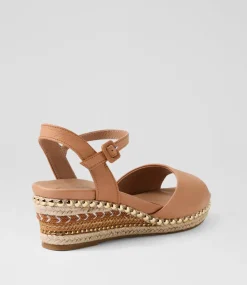 Women SUPERSOFT Comfort|Wedges-Cousin Dark Tan Jewelled Rope Leather Sandals