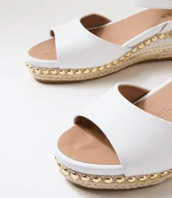 Women SUPERSOFT Comfort|Wedges-Cousin White Jewelled Rope Leather Sandals