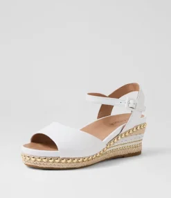 Women SUPERSOFT Comfort|Wedges-Cousin White Jewelled Rope Leather Sandals