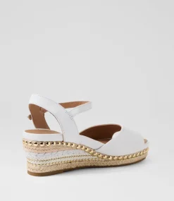 Women SUPERSOFT Comfort|Wedges-Cousin White Jewelled Rope Leather Sandals