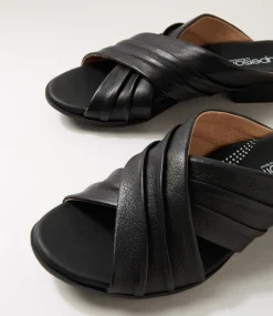Women SUPERSOFT Comfort|Flats-Cozy Black Leather Sandals