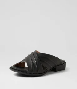 Women SUPERSOFT Comfort|Flats-Cozy Black Leather Sandals