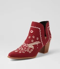 Women I LOVE BILLY Boots-Crasho Crimson Multi Ankle Boots