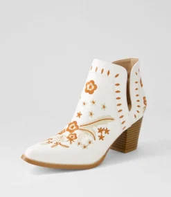Women I LOVE BILLY Boots-Crasho White Multi Ankle Boots