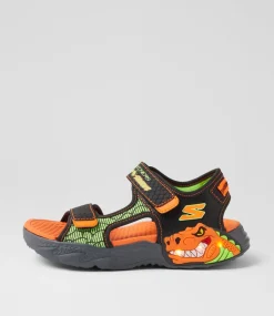 SKECHERS Sport School Shoes-Creature Splash Jnr Black Orange Sneakers