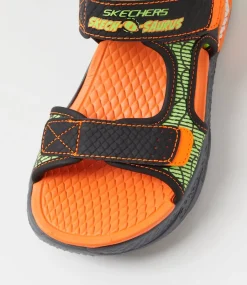 SKECHERS Sport School Shoes-Creature Splash Jnr Black Orange Sneakers