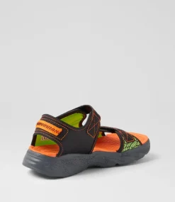 SKECHERS Sport School Shoes-Creature Splash Jnr Black Orange Sneakers