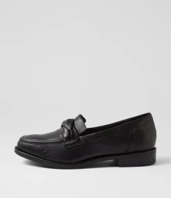 Women SUPERSOFT Comfort|Flats-Dagon Black Wide Fit Leather Flat Shoes