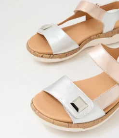 Women SUPERSOFT Comfort|Flats-Dahlias Silver Leather Sandals