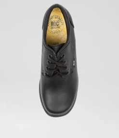 ROC Senior School Shoes-Dakota Senior Black Leather Shoes