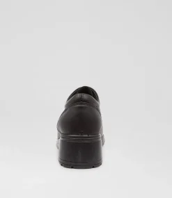 ROC Senior School Shoes-Dakota Senior Black Leather Shoes