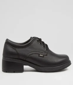 ROC Senior School Shoes-Dakota Senior Black Leather Shoes