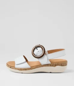 Women SUPERSOFT Comfort|Flats-Dakotas White Leather Sandals