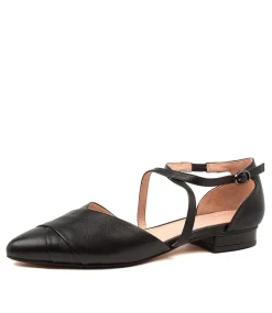 Women DIANA FERRARI Flats-DALBA BLACK LEATHER