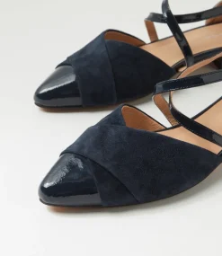 Women DIANA FERRARI Flats-Dalba Navy Patent Suede Flat Shoes