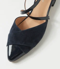 Women DIANA FERRARI Flats-Dalba Navy Patent Suede Flat Shoes