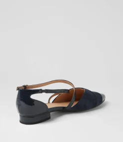 Women DIANA FERRARI Flats-Dalba Navy Patent Suede Flat Shoes