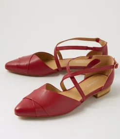 Women DIANA FERRARI Flats-Dalba Red Leather Flat Shoes