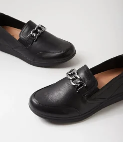 Women SUPERSOFT Comfort|Flats-Daliah Black Leather Flat Shoes