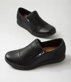 Women SUPERSOFT Comfort|Flats-Dallias Black Leather Flat Shoes