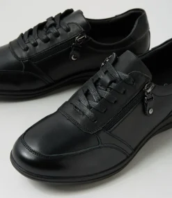 Women SUPERSOFT Flats-Danai Black Leather Lace Up Flats