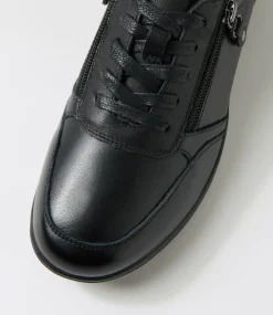 Women SUPERSOFT Flats-Danai Black Leather Lace Up Flats