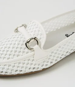 Women I LOVE BILLY Flats-Danne White Fabric Flat Shoes