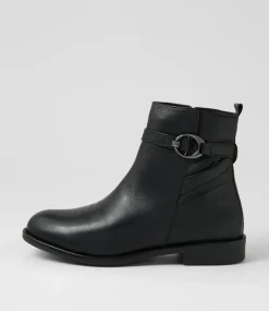 Women SUPERSOFT Boots|Comfort-Dannela Black Leather Ankle Boots