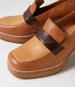 Women TOP END Loafers|Heels-Danyela Tan Multi Leather Heels