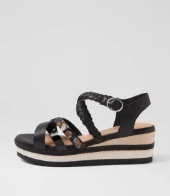 Women SUPERSOFT Comfort|Heels-Daphnie Black Leather Sandals