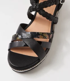 Women SUPERSOFT Comfort|Heels-Daphnie Black Leather Sandals