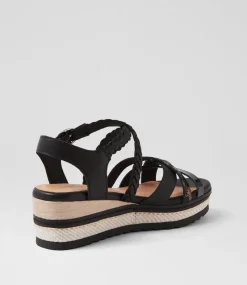 Women SUPERSOFT Comfort|Heels-Daphnie Black Leather Sandals