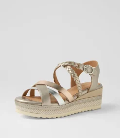 Women SUPERSOFT Comfort|Heels-Daphnie Metallic Leather Sandals
