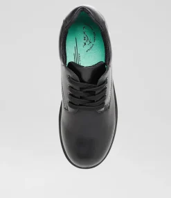 LYNX Junior School Shoes-DARCY JNR E BLACK LEATHER