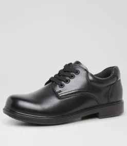 LYNX Junior School Shoes-DARCY JNR E BLACK LEATHER