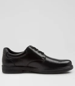LYNX Senior School Shoes-Darcy Senior E Black Leather Lace Up Shoes