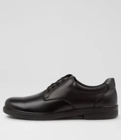 LYNX Senior School Shoes-Darcy Senior E Black Leather Lace Up Shoes