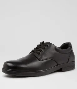 LYNX Senior School Shoes-Darcy Senior E Black Leather Lace Up Shoes
