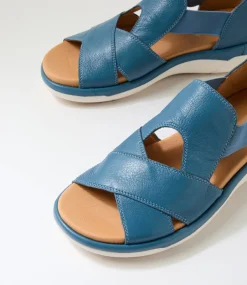 Women SUPERSOFT Comfort|Flats-Dariot Dark Denim Leather Sandals