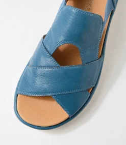 Women SUPERSOFT Comfort|Flats-Dariot Dark Denim Leather Sandals