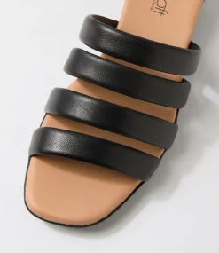 Women SUPERSOFT Comfort|Heels-Darrina Black Leather Sandals