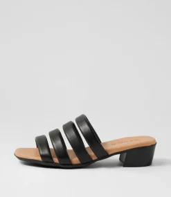 Women SUPERSOFT Comfort|Heels-Darrina Black Leather Sandals