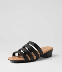 Women SUPERSOFT Comfort|Heels-Darrina Black Leather Sandals