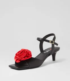 Women I LOVE BILLY Heels-Dartel Black Red Sandals