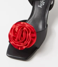Women I LOVE BILLY Heels-Dartel Black Red Sandals